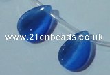 CCT1025 Top-drilled 13*18mm flat teardrop cats eye beads wholesale