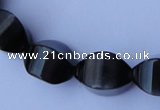 CCT32 14 inches 10*14mm twisted black cats eye beads wholesale