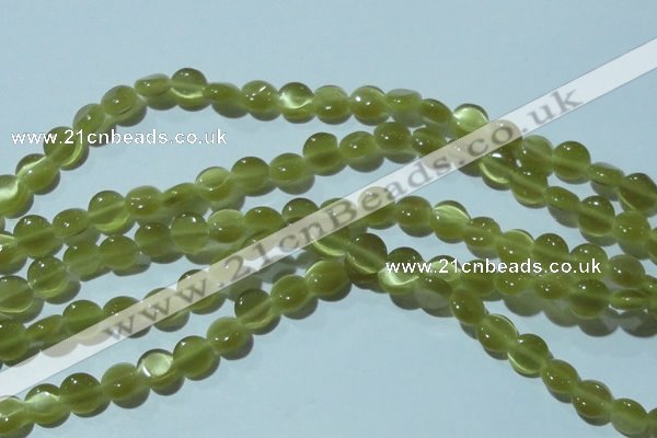 CCT459 15 inches 6mm flat round cats eye beads wholesale