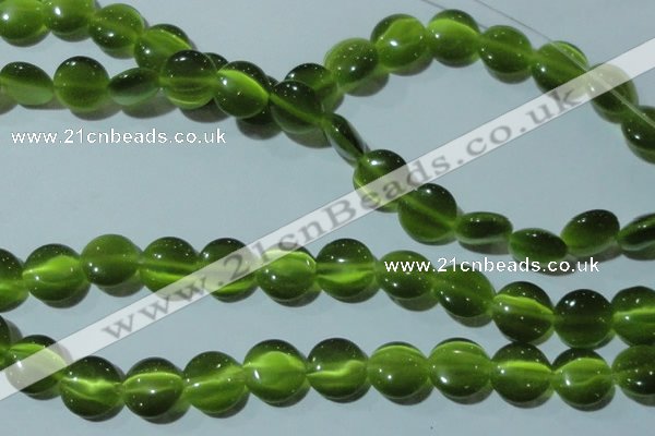 CCT522 15 inches 10mm flat round cats eye beads wholesale