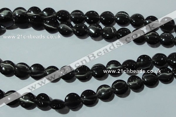 CCT529 15 inches 10mm flat round cats eye beads wholesale