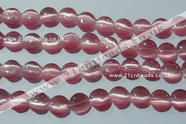 CCT545 15 inches 12mm flat round cats eye beads wholesale