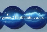 CCT578 15 inches 14mm flat round cats eye beads wholesale