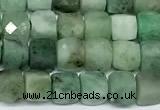CCU1038 15 inches 6mm faceted cube emerald beads