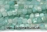 CCU1322 15 inches 2.5mm faceted cube amazonite beads