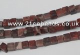 CCU25 15.5 inches 5*5mm cube red picture jasper beads wholesale