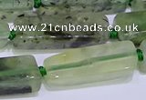 CCU606 15.5 inches 8*20mm - 10*30mm cuboid green rutilated quartz beads