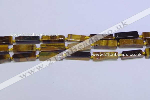 CCU618 15.5 inches 8*20mm - 10*30mm cuboid yellow tiger eye beads