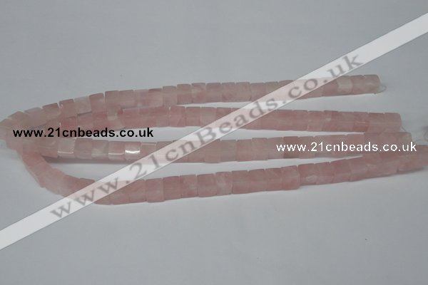CCU63 15.5 inches 8*8mm cube rose quartz beads wholesale