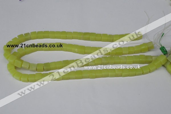 CCU64 15.5 inches 8*8mm cube olive jade beads wholesale
