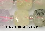 CCU778 15 inches 10*10mm faceted cube mixed quartz beads
