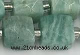 CCU787 15 inches 10*10mm faceted cube amazonite beads