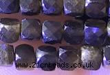 CCU814 15 inches 4mm faceted cube obsidian beads