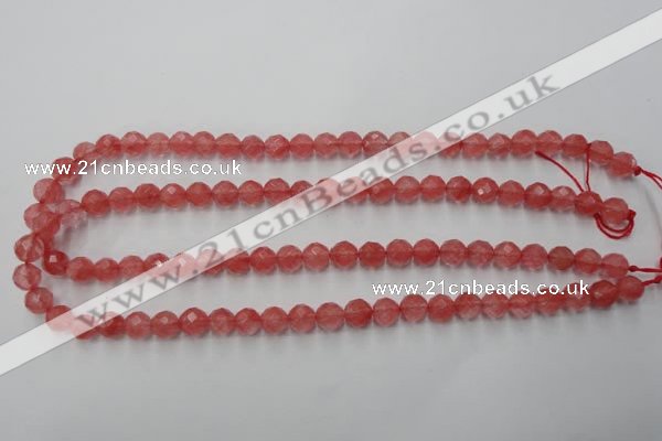 CCY112 15.5 inches 8mm faceted round cherry quartz beads wholesale