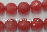 CCY115 15.5 inches 14mm faceted round cherry quartz beads wholesale