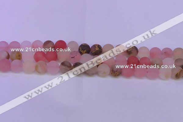 CCY622 15.5 inches 8mm round matte volcano cherry quartz beads