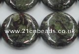 CDB210 15.5 inches 25mm flat round natural dragon blood jasper beads