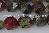 CDB339 15.5 inches 12mm faceted nuggets dragon blood jasper beads