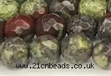 CDB350 15 inches 6mm faceted round dragon blood jasper beads