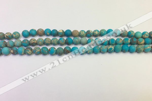 CDE1025 15.5 inches 4mm round matte sea sediment jasper beads
