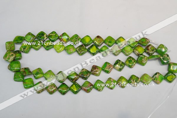 CDE122 15.5 inches 12*12mm diamond dyed sea sediment jasper beads