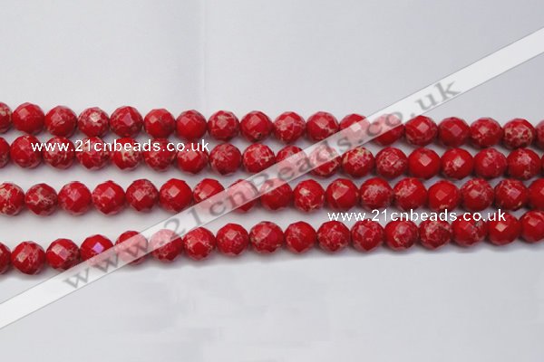 CDE2122 15.5 inches 10mm faceted round dyed sea sediment jasper beads