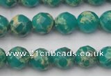 CDE2172 15.5 inches 10mm faceted round dyed sea sediment jasper beads