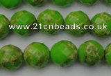 CDE2184 15.5 inches 14mm faceted round dyed sea sediment jasper beads
