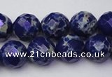 CDE2215 15.5 inches 16mm faceted round dyed sea sediment jasper beads