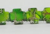 CDE97 15.5 inches 18*18mm cross dyed sea sediment jasper beads