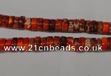CDI733 15.5 inches 3*6mm heishi dyed imperial jasper beads