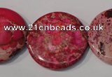 CDI788 15.5 inches 30mm flat round dyed imperial jasper beads