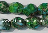 CDI964 15.5 inches 14*17mm faceted nuggets dyed imperial jasper beads