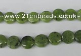 CDJ115 15.5 inches 8mm flat round Canadian jade beads wholesale
