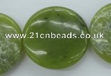CDJ168 15.5 inches 30mm flat round Canadian jade beads wholesale