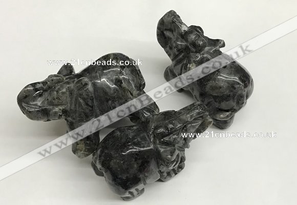 CDN405 25*50*35mm elephant black labradorite decorations wholesale