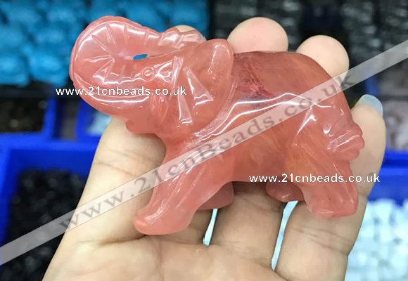 CDN511 33*65*45mm elephant cherry quartz decorations wholesale