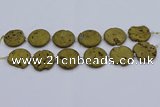 CDQ676 8 inches 30mm flat round druzy quartz beads wholesale