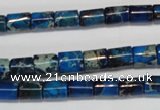 CDT227 15.5 inches 6*8mm tube dyed aqua terra jasper beads