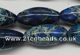 CDT293 15.5 inches 15*30mm rice dyed aqua terra jasper beads