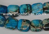CDT300 15.5 inches 14*14mm square dyed aqua terra jasper beads