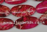 CDT647 15.5 inches 15*30mm oval dyed aqua terra jasper beads