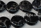 CDT689 15.5 inches 18mm flat round dyed aqua terra jasper beads