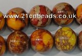 CDT742 15.5 inches 16mm round dyed aqua terra jasper beads