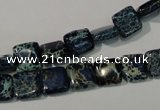 CDT901 15.5 inches 8*8mm square dyed aqua terra jasper beads