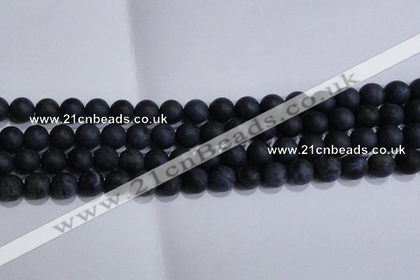 CDU204 15.5 inches 12mm round matte blue dumortierite beads