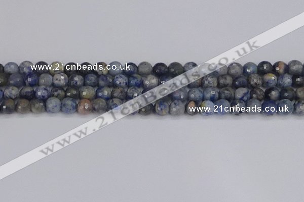 CDU309 15.5 inches 6mm faceted round blue dumortierite beads