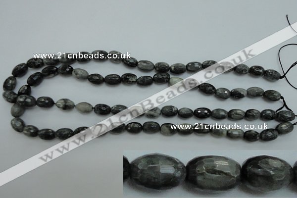 CEE71 15.5 inches 8*12mm faceted rice eagle eye jasper beads