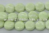 CEJ150 15.5 inches 12mm flat round Australia lemon jade beads