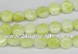 CEJ55 15.5 inches 8mm flat round lemon jade gemstone beads wholesale